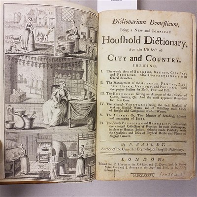 Lot 422 - Bailey (Nathan). Dictionarium Domestricum, being a New and Compleat Household Diuctionary, 1736