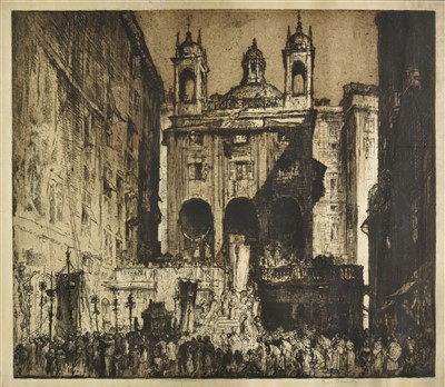 Lot 302 - Brangwyn (Frank, 1867-1956). St. Peter's of the Exchange, Genoa, 1913