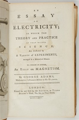 Lot 279 - Adams (George). An Essay on Electricity, 1784