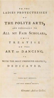 Lot 239 - Gallini (Giovanni-Andrea). A Treatise on the Art of Dancing, 1762