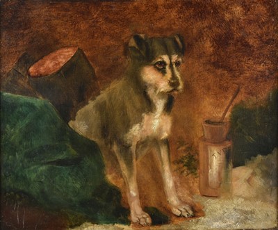 Lot 427 - Naive School. Portrait of a seated terrier, circa 1850-70