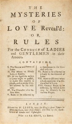 Lot 180 - Conduct book. The Mysteries of Love Reveal'd, 1st edition, 1740