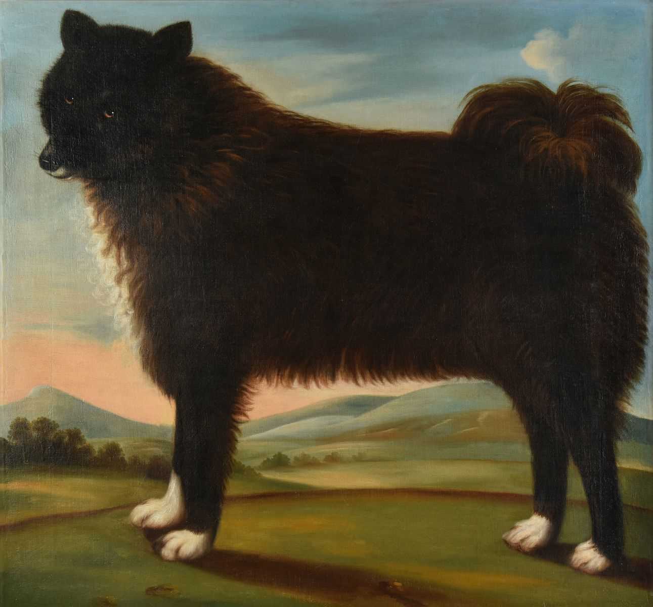 Lot 423 - Naive School. Portrait of a black dog, early 19th century