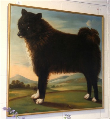 Lot 423 - Naive School. Portrait of a black dog, early 19th century