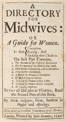 Lot 35 - Culpeper (Nicholas). A Directory for Midwives, 1666-7