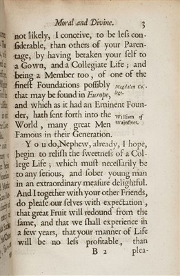 Lot 77 - Granville (Denis). Letters to his Nephew after his Admission into a College in Oxford, 1685