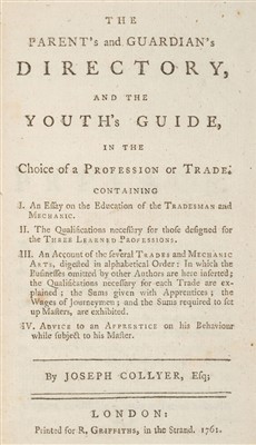 Lot 234 - Collyer (Joseph). Youth's Guide, in the Choice of a Profession or Trade, 1st edition, 1761