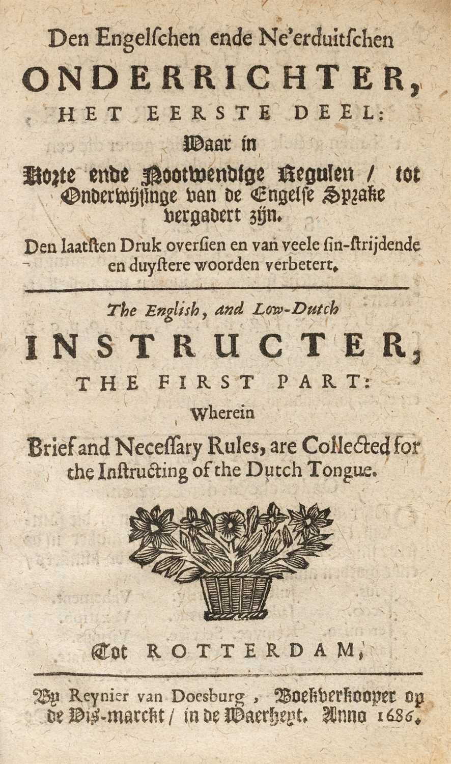 Lot 84 - Hillenius (François). The English, and Low-Dutch Instructer, 1686