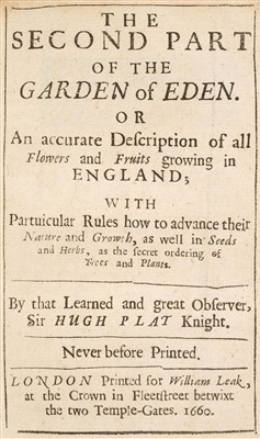 Lot 27 - Plat (Sir Hugh). The Garden of Eden, 1660