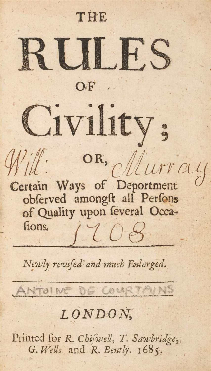 Lot 75 - Courtin (Antoine de). The Rules of Civility, 1685