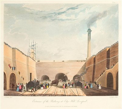 Lot 368 - Bury (Thomas Talbot). Six Coloured Views on the Liverpool and Manchester Railway, 1831