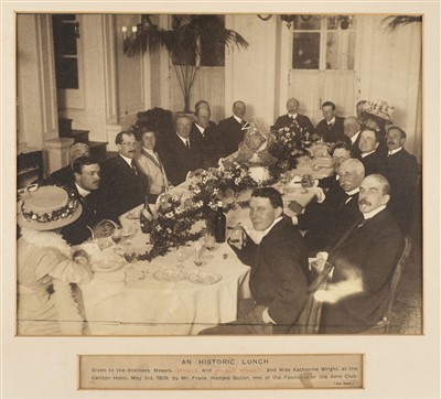 Lot 230 - Wright (Orville & Wilbur). Group portrait at an historic lunch ... Carlton Hotel, May 3rd, 1909