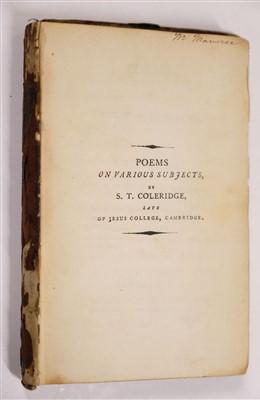 Lot 305 - Coleridge (Samuel Taylor). Poems on Various Subjects, 1st edition, 1796