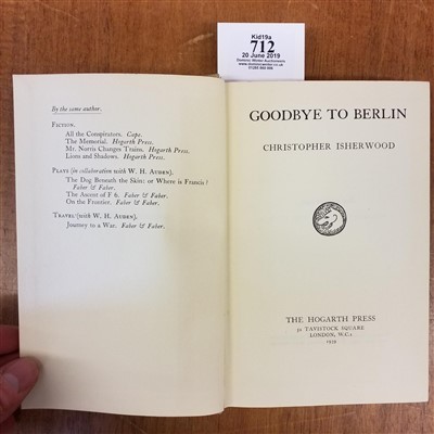 Lot 712 - Isherwood (Christopher). Goodbye to Berlin, 1st edition, 1939