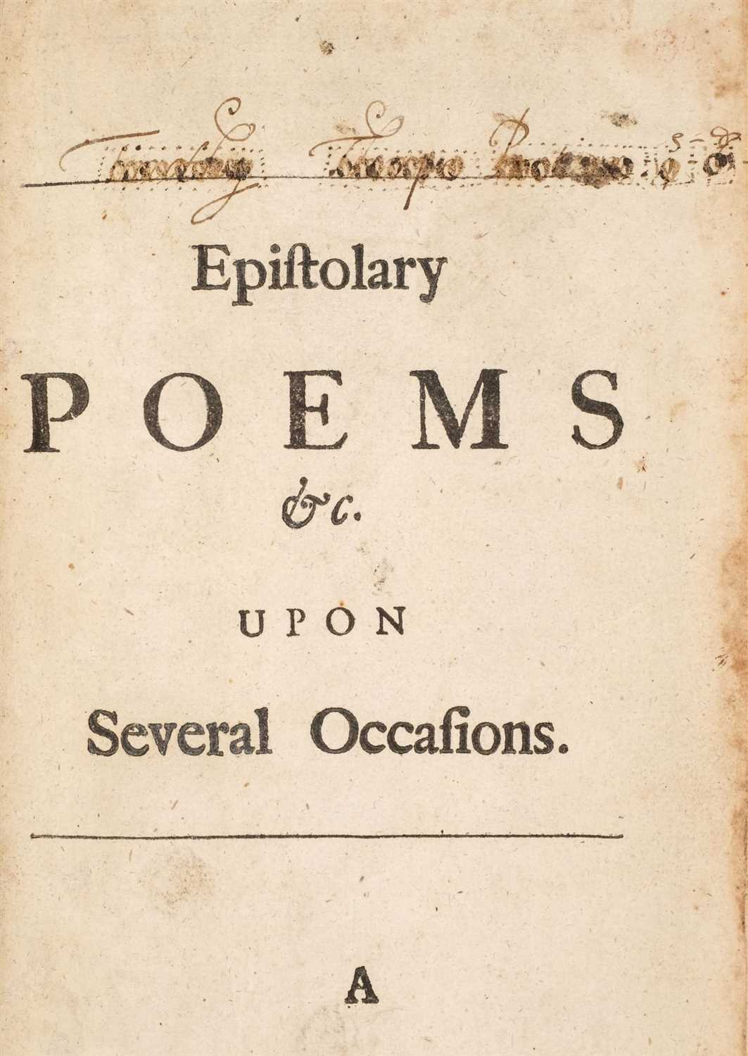 Lot 93 - Hopkins (Charles). Epistolary Poems, 1st edition, 1694