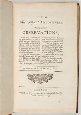 Lot 192 - Needham (John Tuberville). New Microscopical Discoveries, 1745