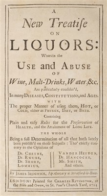 Lot 154 - Sedgwick (James). A New Treatise on Liquors, 1725