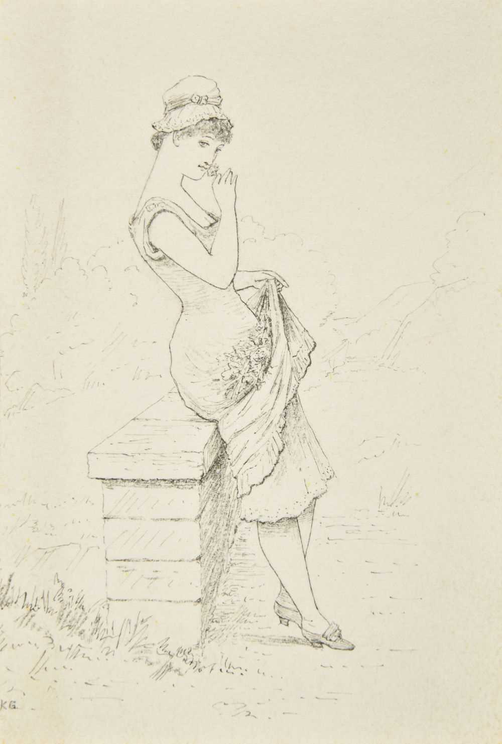 Lot 610 - Greenaway (Kate, 1846-1901). A drawing of a young lady