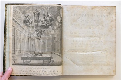 Lot 280 - Masonic binding. Constitutions of the Antient Fraternity of Free and Accepted Masons, 1784