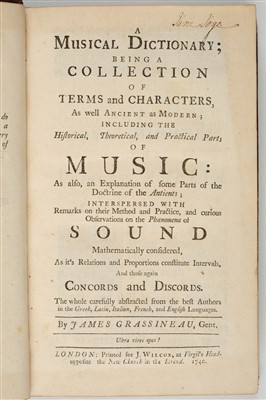 Lot 179 - Grassineau (James). A Musical Dictionary, 1740