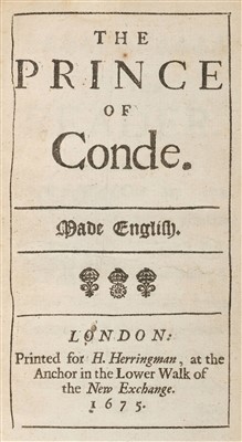 Lot 51 - Boursault (Edmé). The Prince of Conde, 1st edition in English, 1675