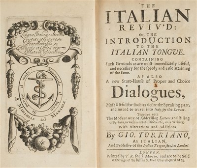Lot 47 - Torriano (Giovanni). The Italian Reviv'd, 1673