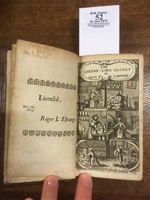 Lot 52 - Woolley (Hannah). The Queen-like Closet, 3rd edition, 1675