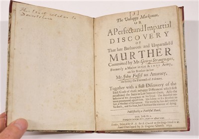 Lot 23 - Account of a Murder. The Unhappy Marksman, 1659