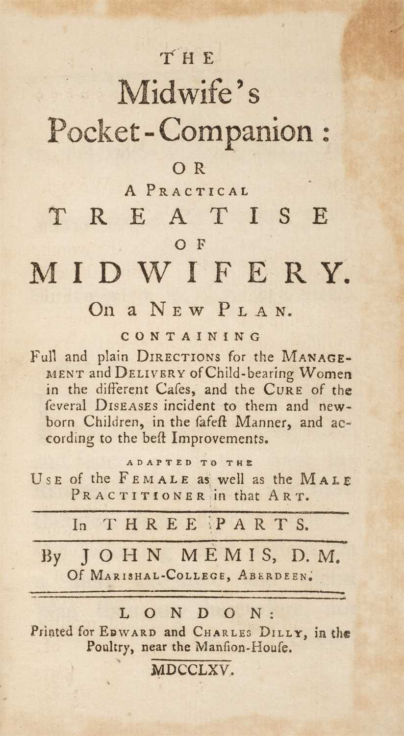 Lot 244 - Memis (John). The Midwife's Pocket-Companion, 1765