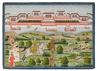 Lot 403 - Provincial Mughal School. 'The Nabob Shujah al Dawlah on horse back', 1760
