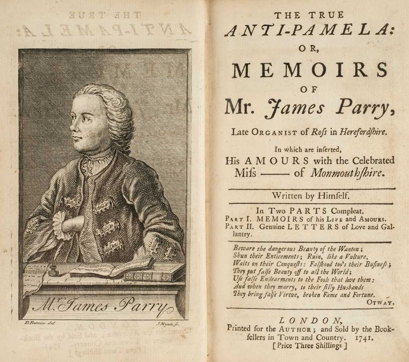 Lot 186 - Parry (James). The True Anti-Pamela, 1st edition, 1741