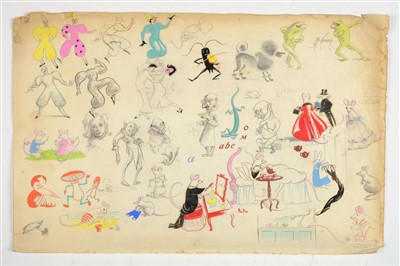 Lot 617 - Pares (Bip, 1904-1977). A collection of 49 sheets of illustration artwork, circa 1949-50