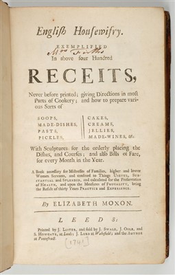 Lot 185 - Moxon (Elizabeth). English Housewifry, Leeds, [1741?]