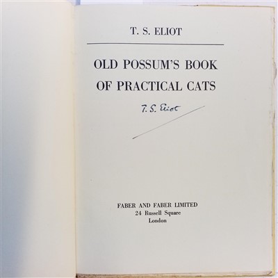 Lot 674 - Eliot (T. S.) Old Possum's Book of Practical Cats, 1st edition, 1939
