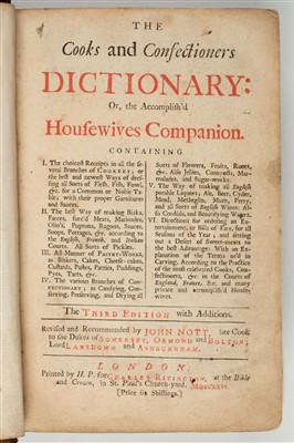 Lot 157 - Nott (John). The Cooks and Confectioners Dictionary, 1726