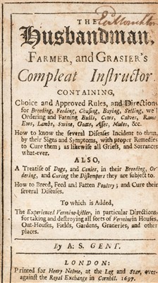 Lot 99 - Gent (A. S.). The Husbandman, Farmer, and Grasier's Compleat Instructor, 1697