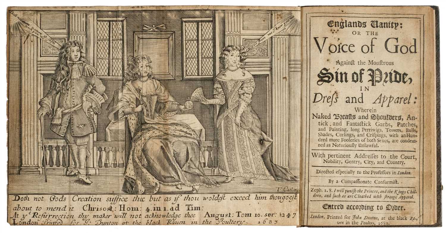 Lot 69 - Englands Vanity: or the Voice of God Against the Monstrous Sin of Pride, in Dress and Apparel, 1683