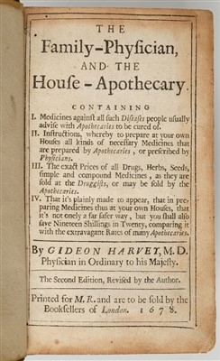Lot 59 - Harvey (Gideon). The Family-Physician, and the House-Apothecary, 1678