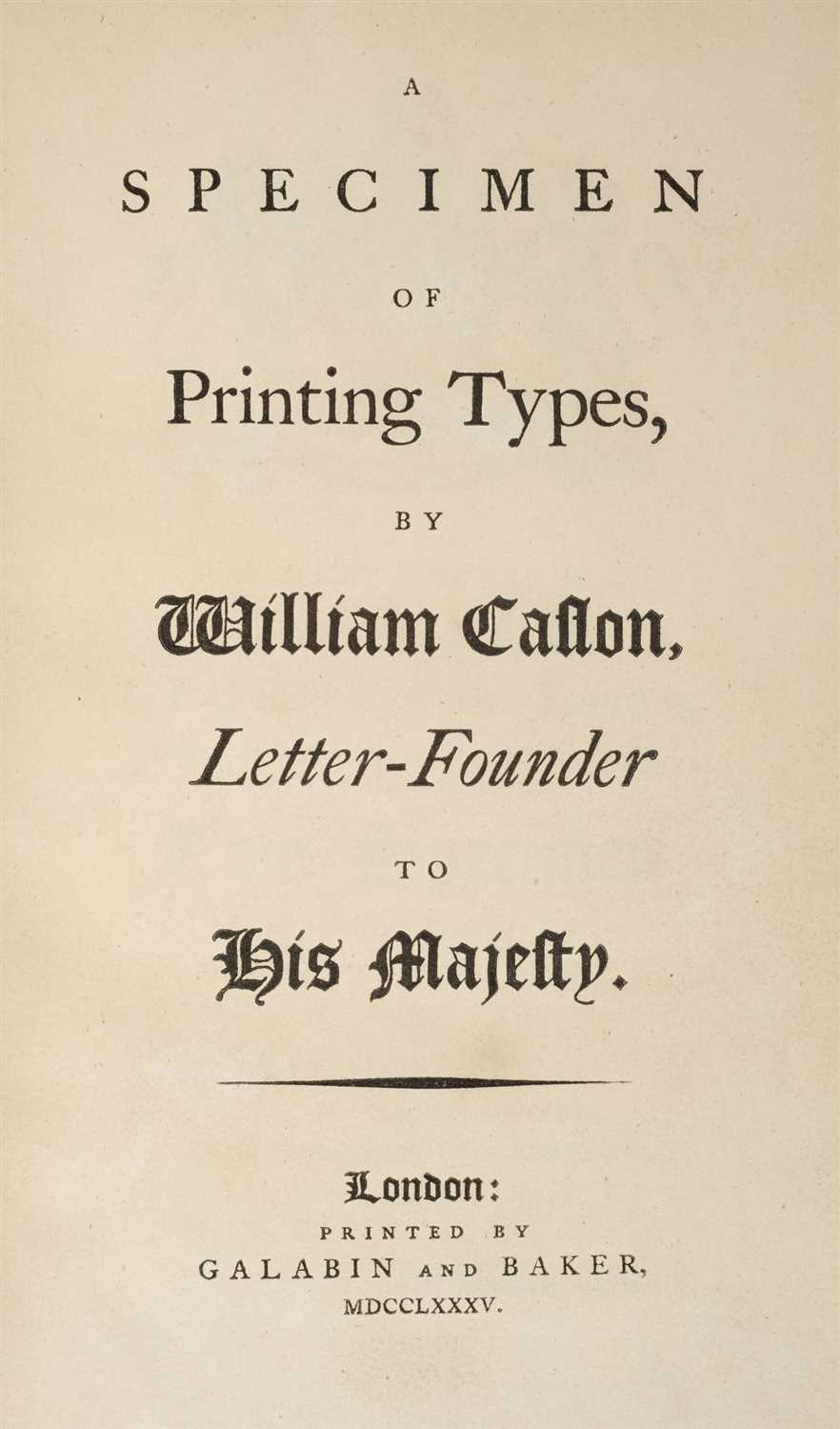 Type Specimen Example Lot 286 - Type Specimen. A Specimen of Printing Types,