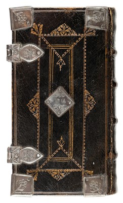 Lot 134 - Bible; New Testament, contemporary black goatskin with silver furniture, 1712
