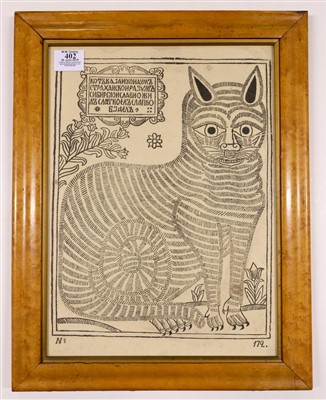 Lot 402 - Russian lubok of Peter the Great. The Cat from Kazan, 1750 or later