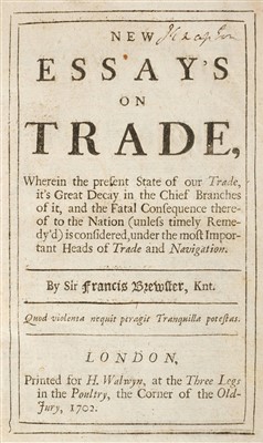 Lot 119 - Brewster (Francis). New Essays on Trade, 1702