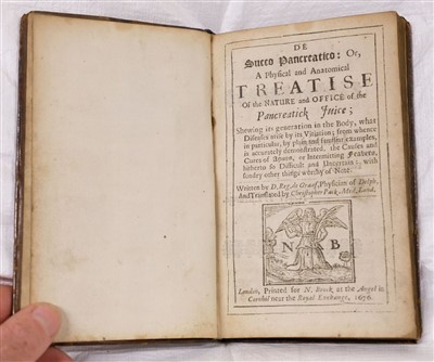 Lot 57 - Graaf (Reinier de). De Secco Pancreatico: Or, A Physical and Anatomical Treatise, 1676