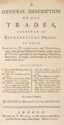 Lot 195 - Trades. A General Description of all Trades, Digested in Alphabetical Order, 1747