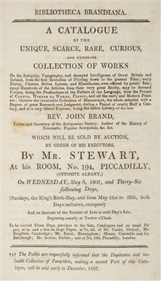 Lot 339 - Auction Catalogue. Bibliotheca Brandiana, 1807