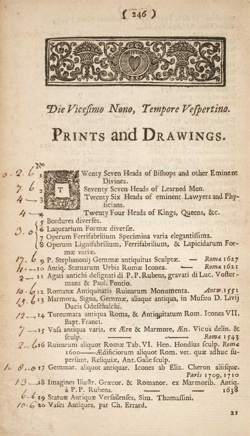 Lot 160 - Auction Catalogue. A Catalogue of the Library, Antiquities, &c. of ... Dr. Woodward, 1728