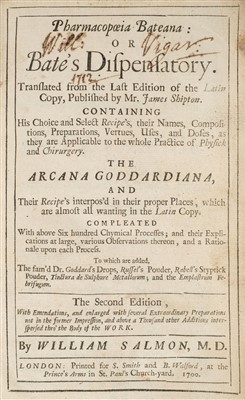 Lot 111 - Salmon (William). Pharmacopoeia Bateana: or Bates's Dispensatory, 1700