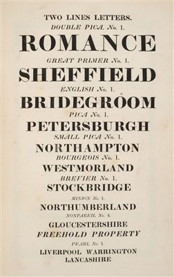 Lot 372 - Type Specimen. Specimen of printing types, by Bower & Bacon, Sheffield, 1835