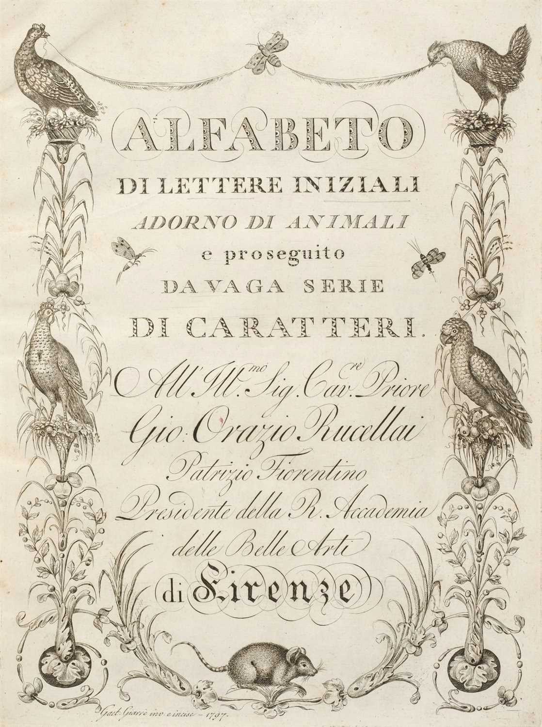 Lot 325 - Giarre (Gaetano). Alfabeto di lettere iniziali..., 1797