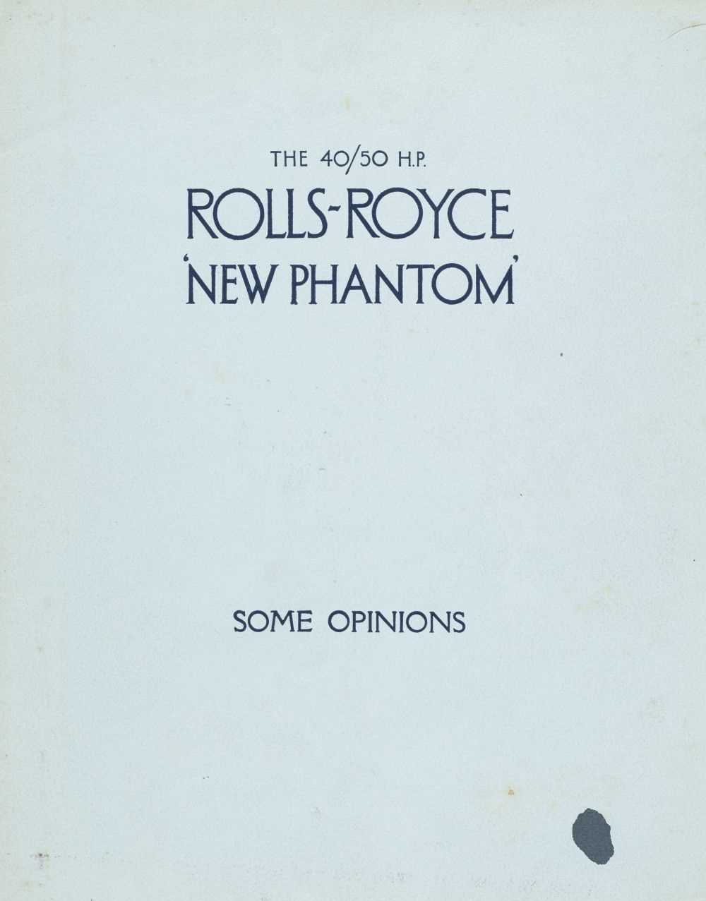 Lot 31 - Rolls-Royce. The 40/50 H.P. Rolls-Royce 'New Phantom', sales brochure, circa 1927